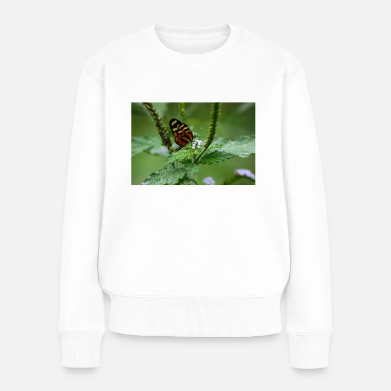 Schmetterling - Frauen Premium Bio Pullover - Weiß