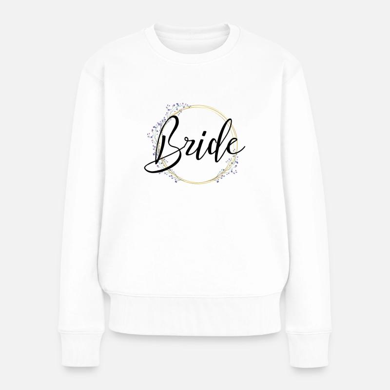 Bride Schriftzug mit schöner Umrandung - Frauen Premium Bio Pullover - Weiß