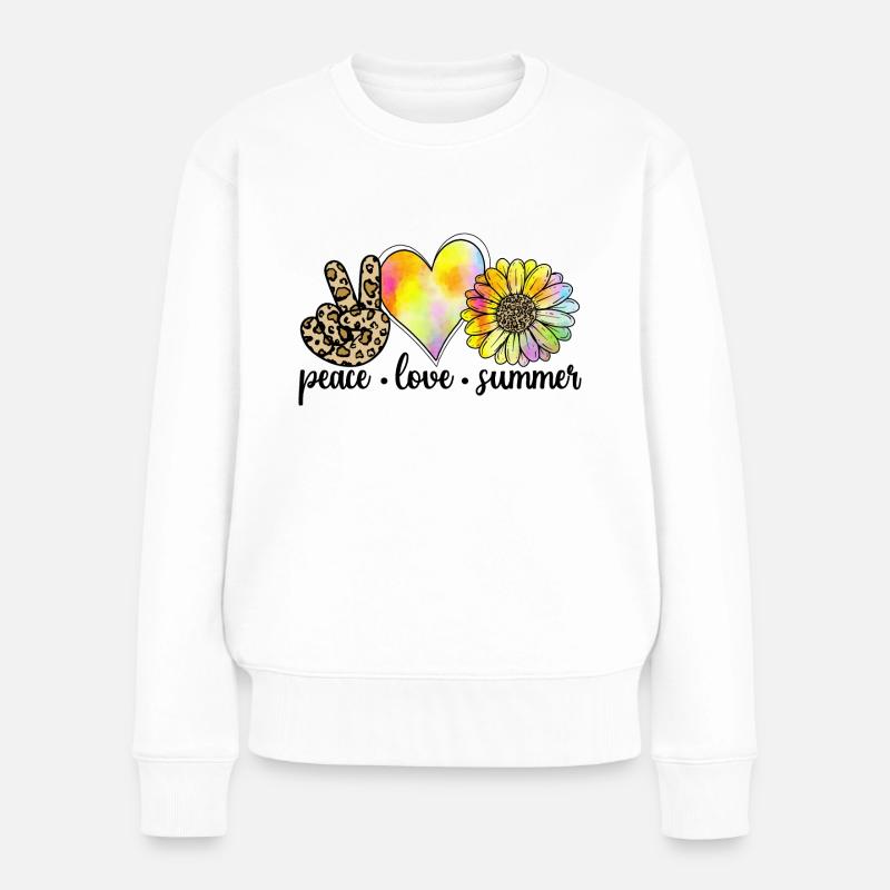peace love summer - Frauen Premium Bio Pullover - Weiß