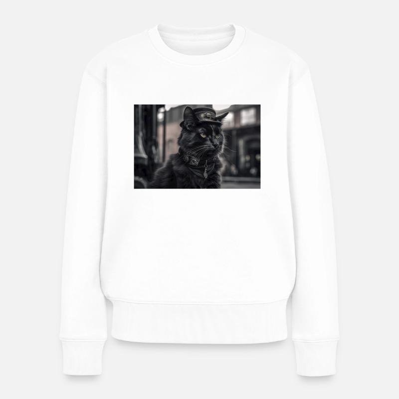 Cat Black3 - Frauen Premium Bio Pullover - Weiß