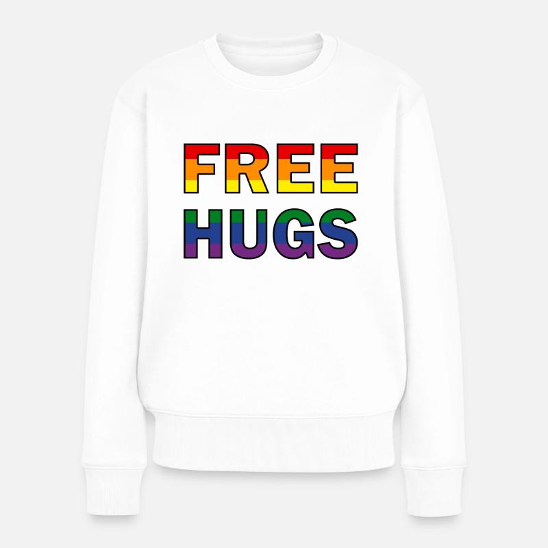 Free Hugs Regenbogenfahne - Frauen Premium Bio Pullover - Weiß