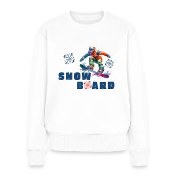 Snowboard Snowboarder Boarder Piste Winter Schnee - Frauen Premium Bio Pullover - Weiß - Vorne - Julia (174cm)