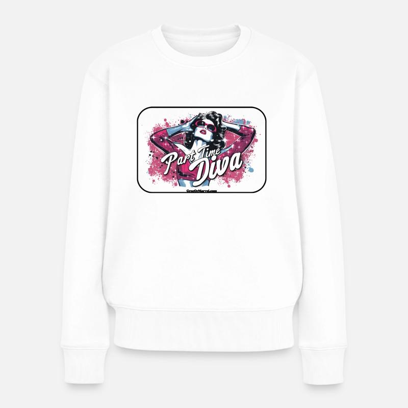 002-PartTimeDiva - Frauen Premium Bio Pullover - Weiß