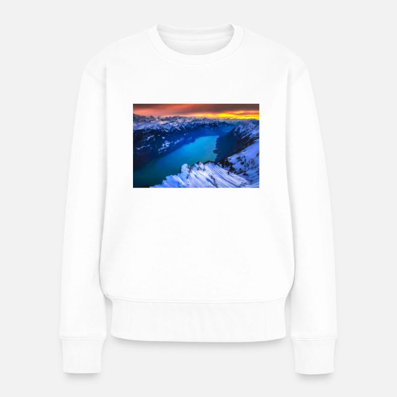 WINTER ALPEN SEE - Frauen Premium Bio Pullover - Weiß