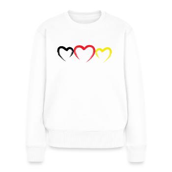 Deutschland Flagge Herz - Frauen Premium Bio Pullover - Weiß - Vorne - Julia (174cm)