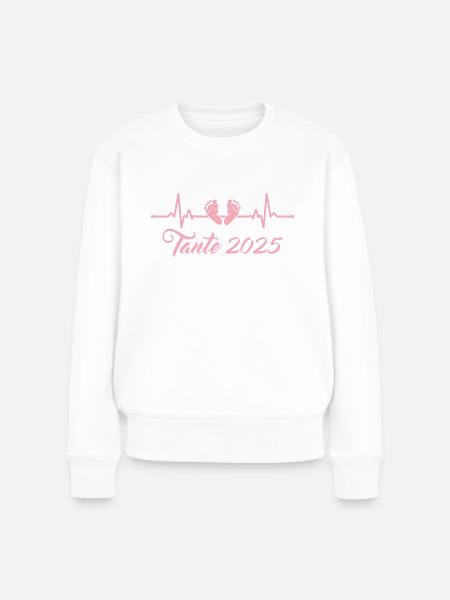 Tante 2025 Schwangerschaft verkünden - Frauen Premium Bio Pullover - Weiß