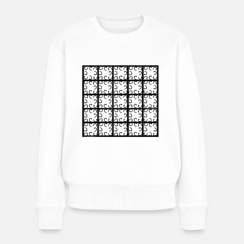 Quadratisches Dekor - Frauen Premium Bio Pullover - Weiß