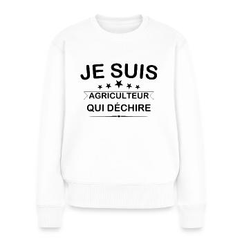 I'm a farmer who tears - Women's Premium Organic Jumper - white - Front - Julia (174cm)