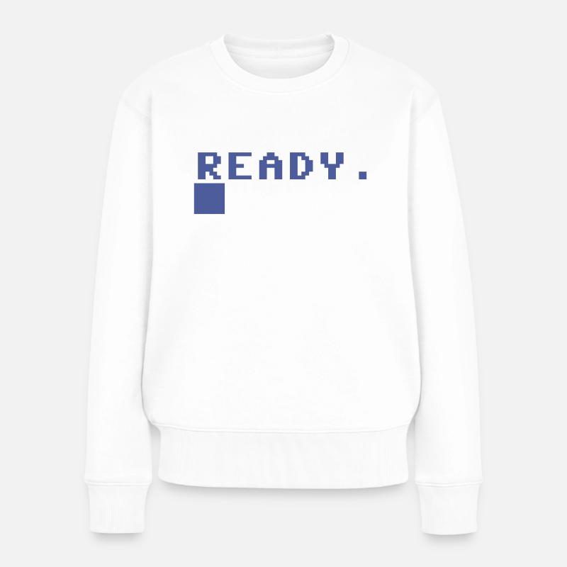 READY. C64 Meldung - Frauen Premium Bio Pullover - Weiß