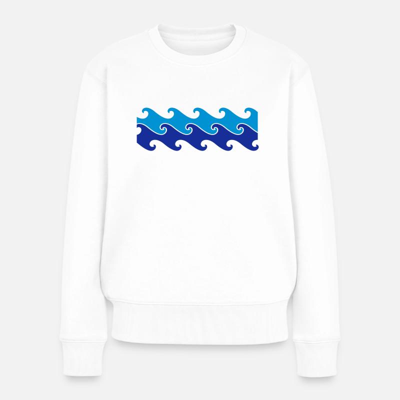 Wave - Frauen Premium Bio Pullover - Weiß