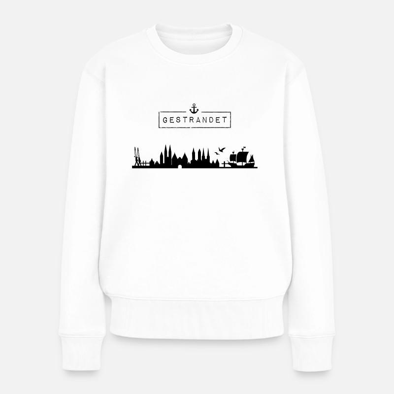 Skyline Hansestadt Lübeck | Gestrandet | HL - Frauen Premium Bio Pullover - Weiß