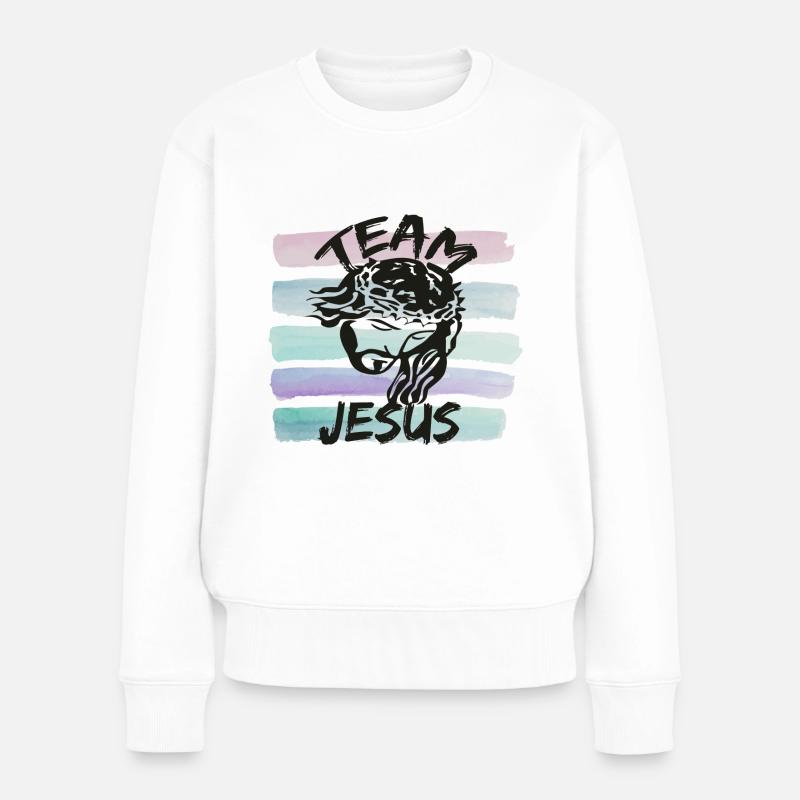 Team Jesus - Frauen Premium Bio Pullover - Weiß