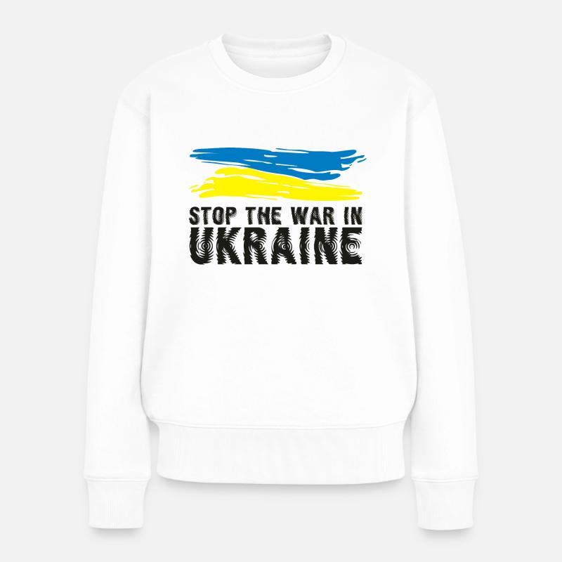 den Krieg in der Ukraine beenden - Frauen Premium Bio Pullover - Weiß