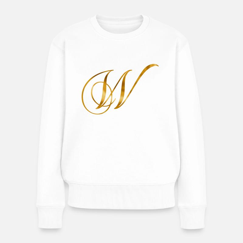 Goldener Buchstabe W im Vintage Design - Frauen Premium Bio Pullover - Weiß