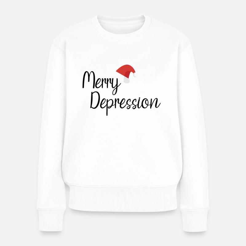 Merry Depression - Frauen Premium Bio Pullover - Weiß
