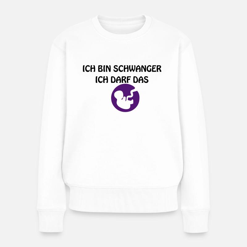 ICH BIN SCHWANGER - Frauen Premium Bio Pullover - Weiß