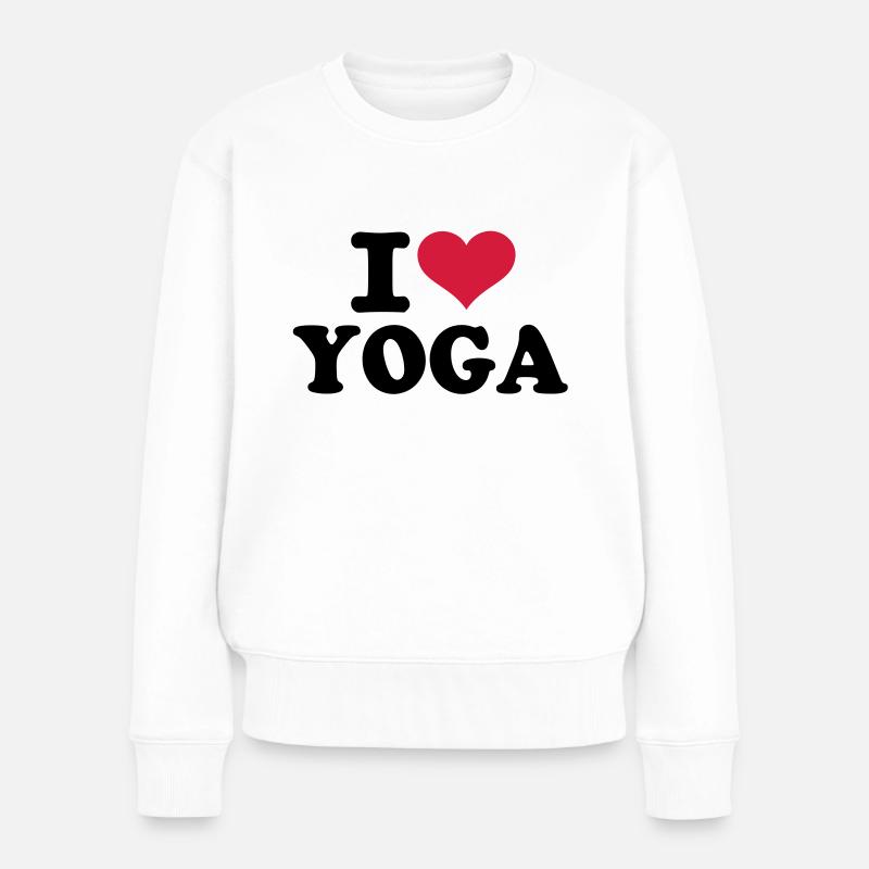 I love Yoga - Frauen Premium Bio Pullover - Weiß