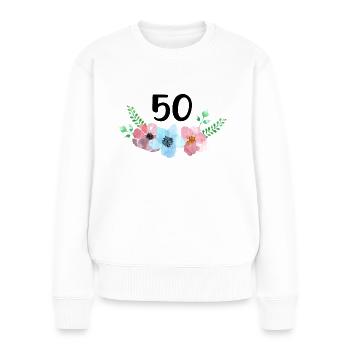Flowers with number for 50th birthday golden wedding - Women's Premium Organic Jumper - white - Front - Julia (174cm)