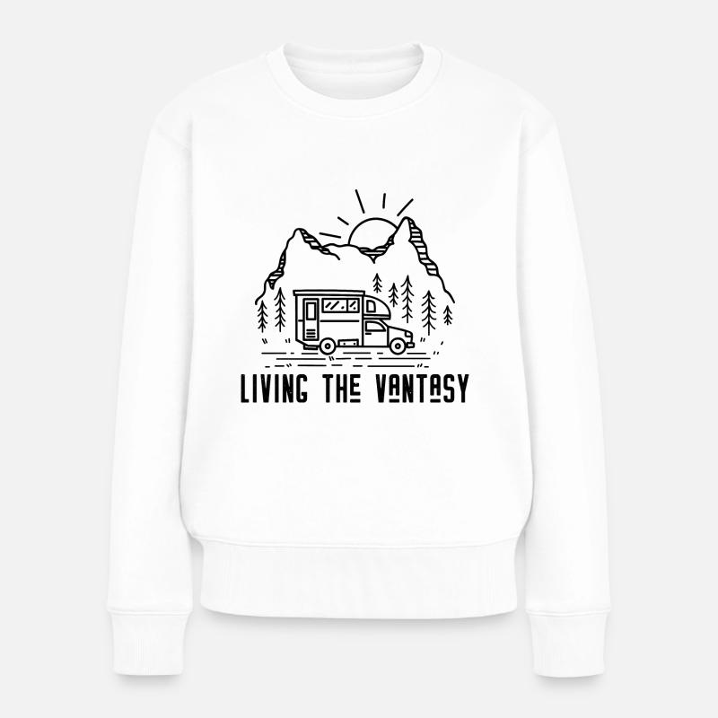 Living the Vantasy - Van Camping Camper - Pull Premium bio Femme - blanc