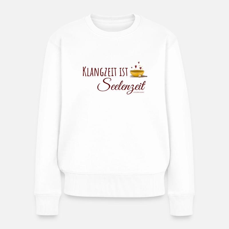Klangschale - Focusine Klang - Frauen Premium Bio Pullover - Weiß