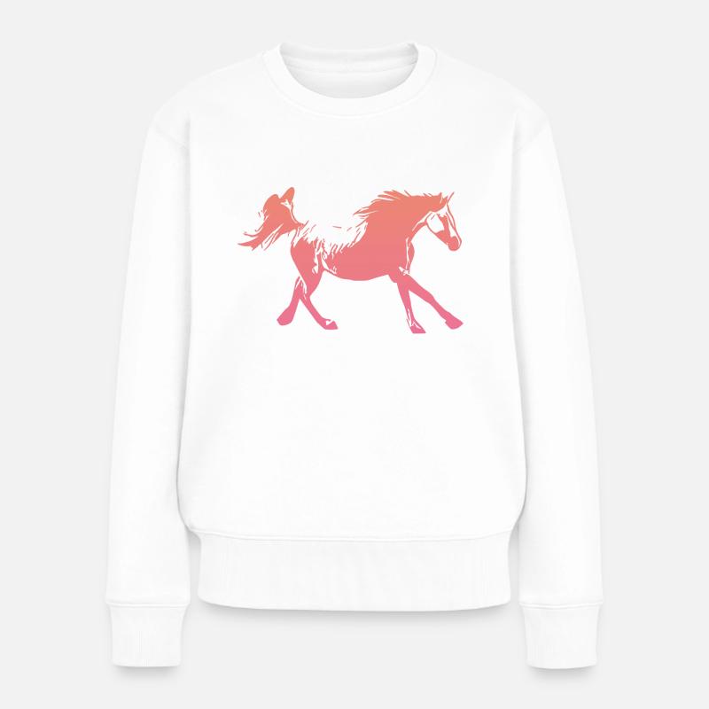 Arabian Horse Running Rose - Frauen Premium Bio Pullover - Weiß