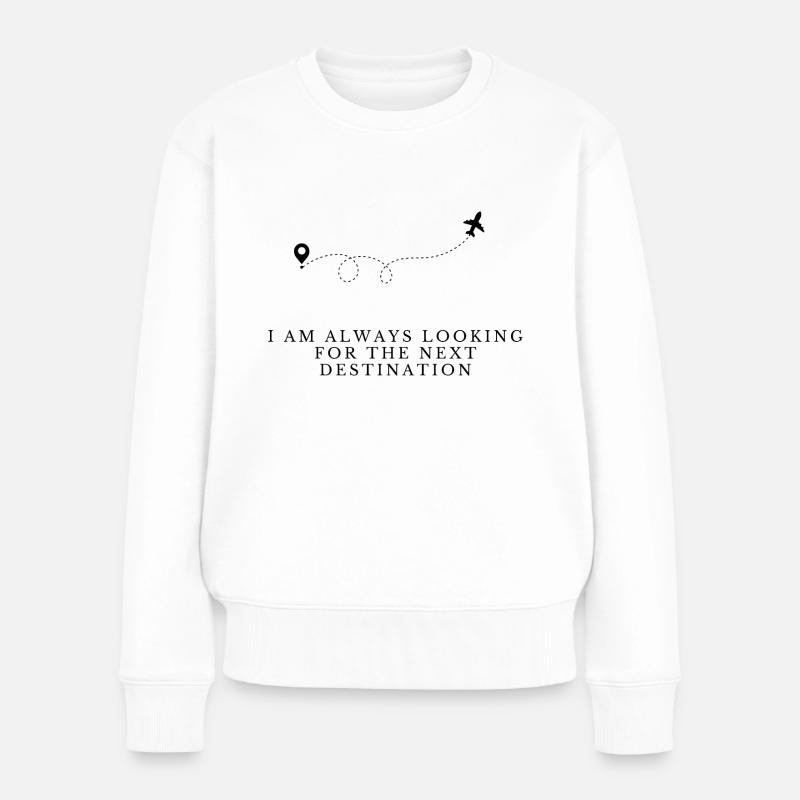 Where is my next Destination? #travel - Frauen Premium Bio Pullover - Weiß