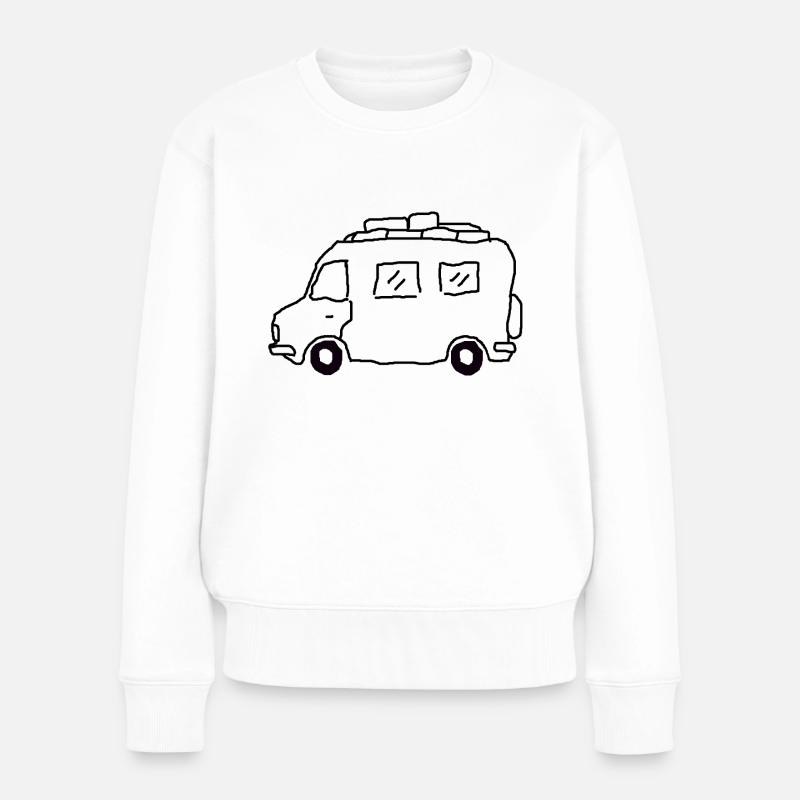 Dessin de camping-car Globetrotter - Pull Premium bio Femme - blanc