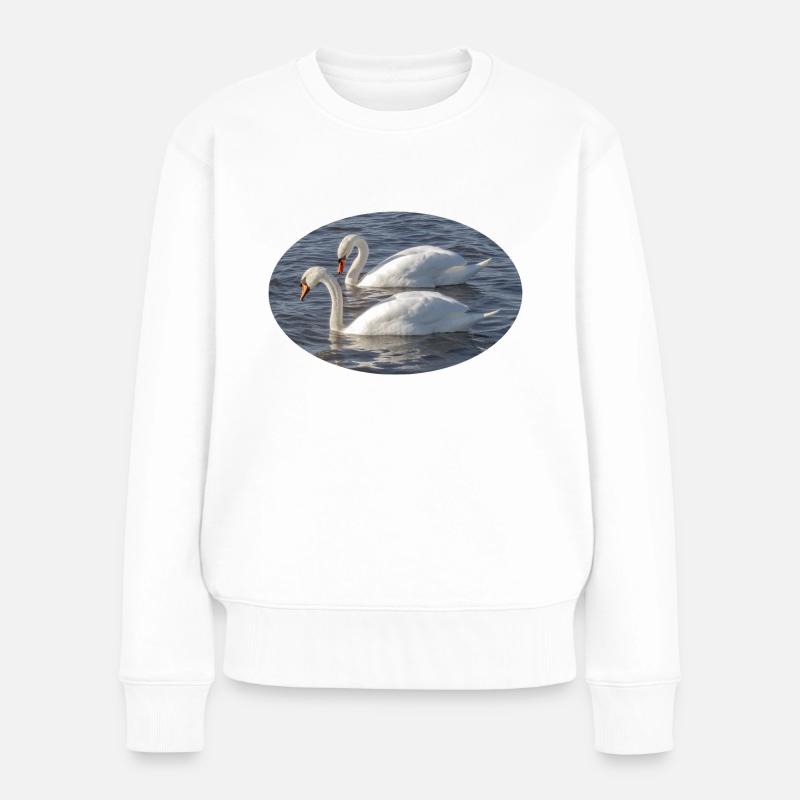 Schwanenpaare - Frauen Premium Bio Pullover - Weiß