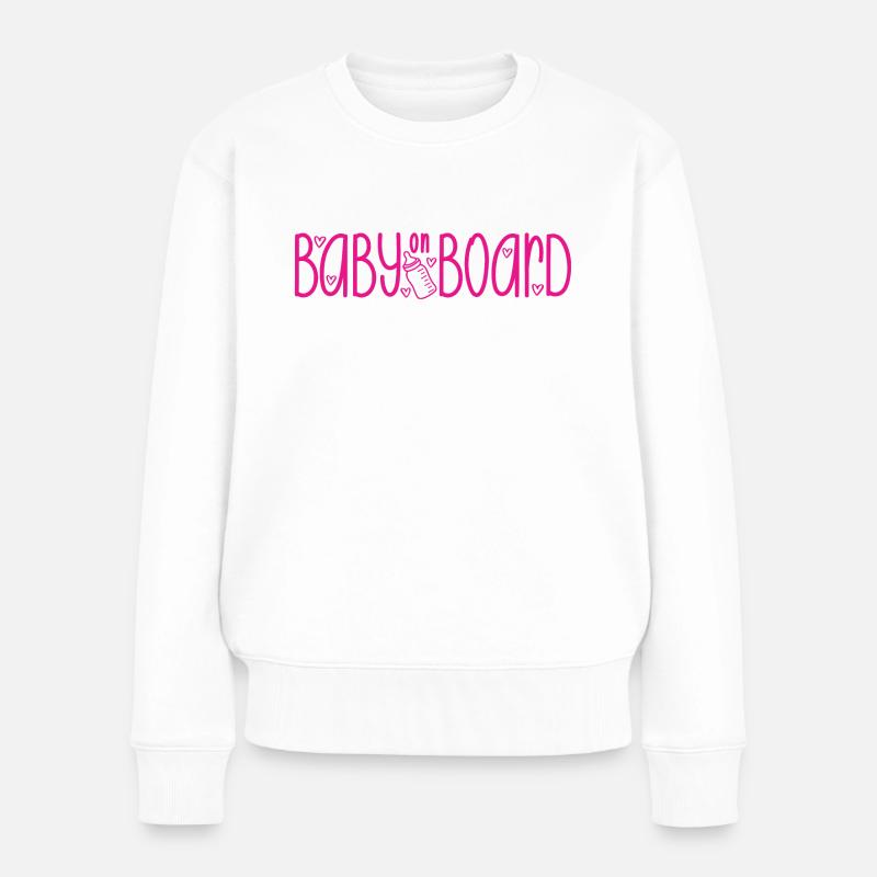 Baby on Board - Frauen Premium Bio Pullover - Weiß