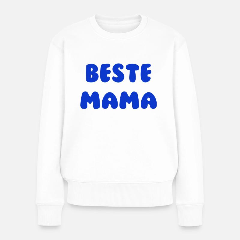 Beste Mama Blau - Frauen Premium Bio Pullover - Weiß