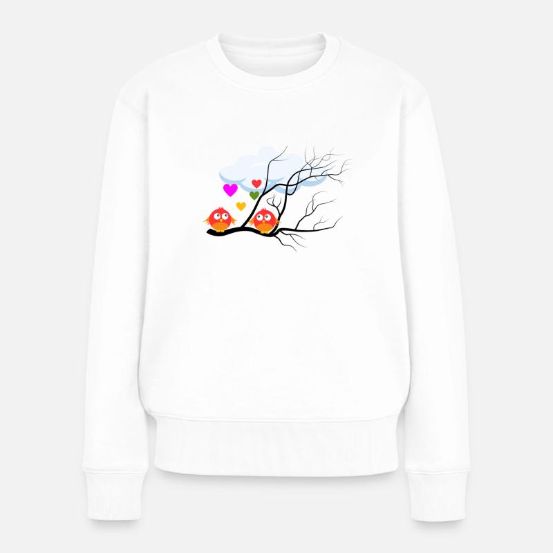 Vogerlliebe rosa rosa - Frauen Premium Bio Pullover - Weiß