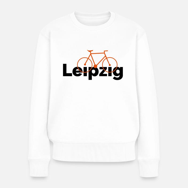 Faire du vélo à Leipzig - Pull Premium bio Femme - blanc