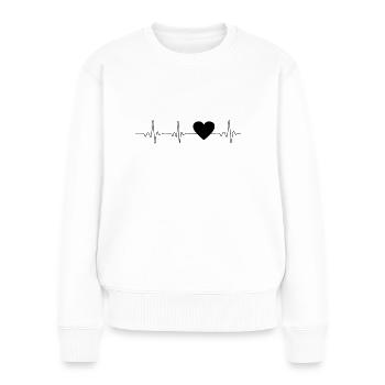 Heartbeat Herz schwarz 🖤 - Frauen Premium Bio Pullover - Weiß - Vorne - Julia (174cm)