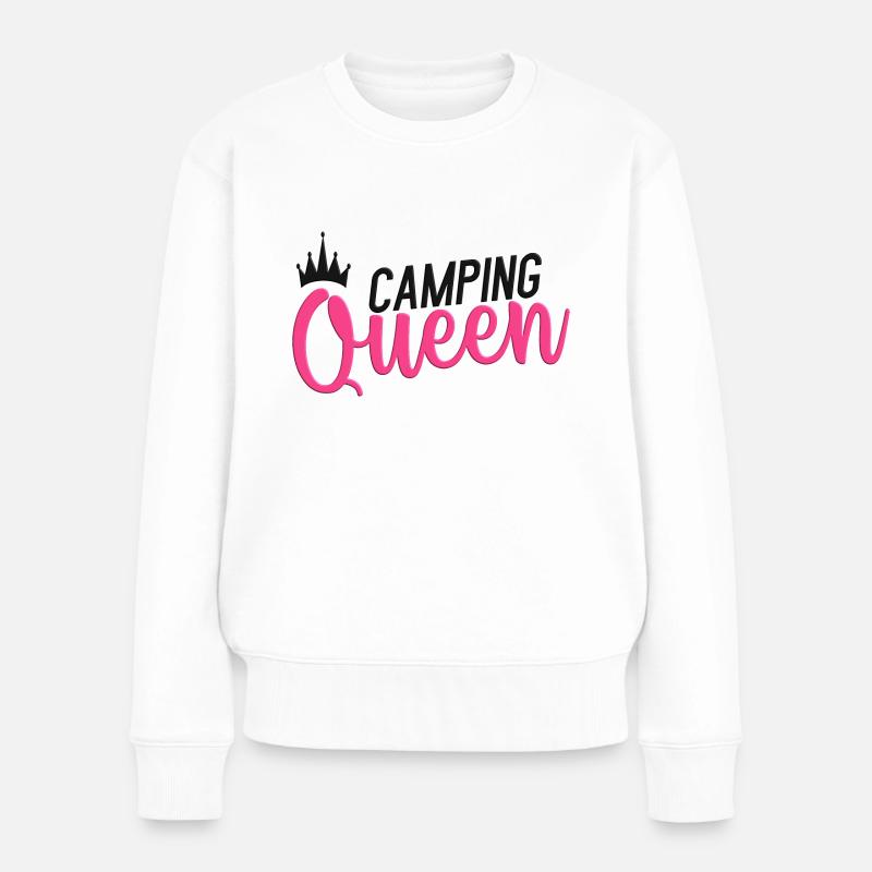 Camping Queen - Frauen Premium Bio Pullover - Weiß