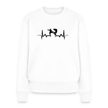Kickboxen Herzschlag Thaiboxen - Frauen Premium Bio Pullover - Weiß - Vorne - Julia (174cm)