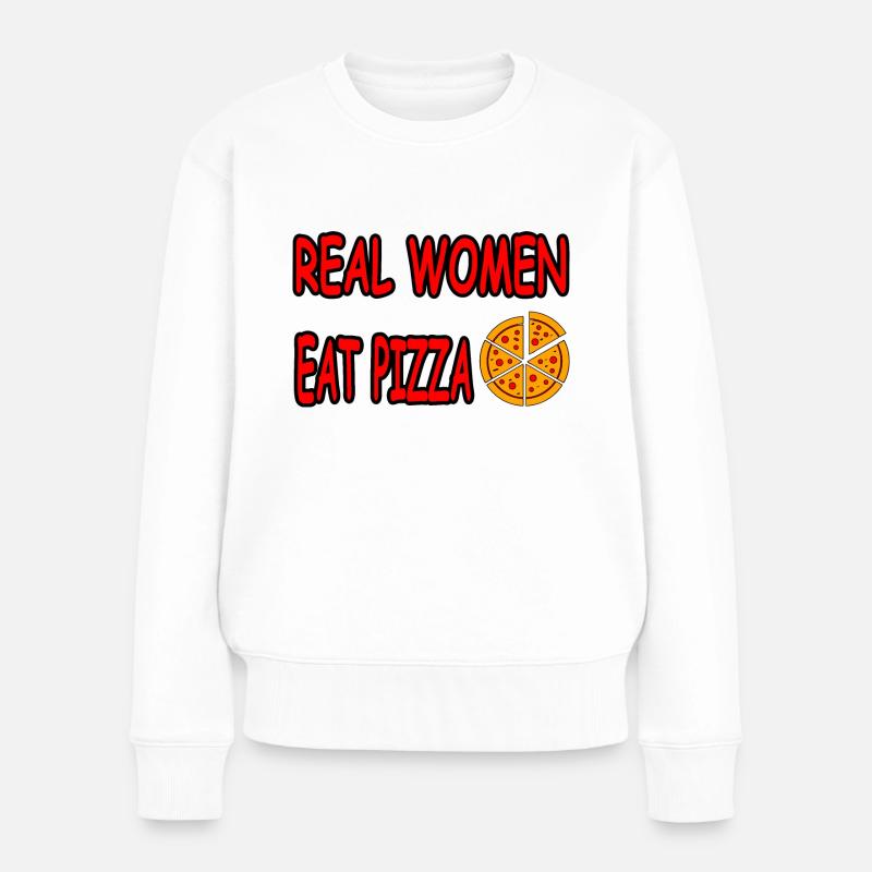 Pizza - Frauen Premium Bio Pullover - Weiß