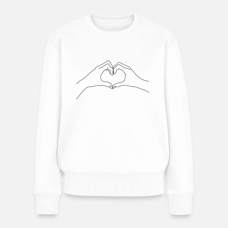 Hände Herz Oneline - Frauen Premium Bio Pullover - Weiß