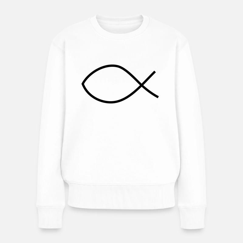 Symbole chrétien de poisson - Pull Premium bio Femme - blanc