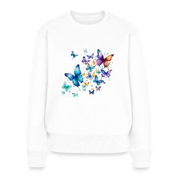 Papillons Coloré Coloré Belle Art Nature - Pull Premium bio Femme - blanc - Devant - Julia (174cm)