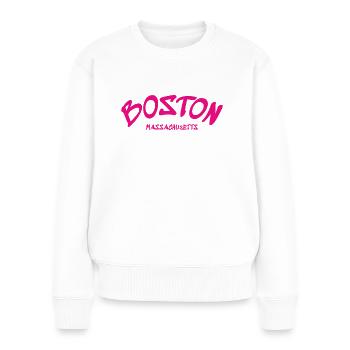 Boston - Massachusetts - USA - Amerika - Frauen Premium Bio Pullover - Weiß - Vorne - Julia (174cm)