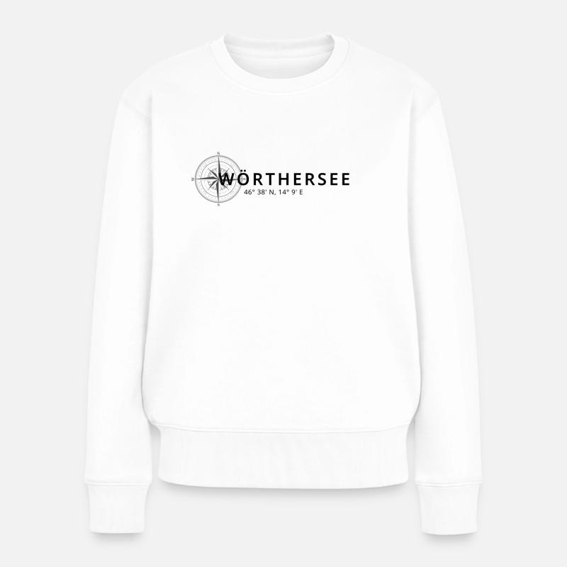 Wörthersee Kompass Design - Frauen Premium Bio Pullover - Weiß