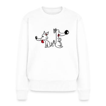 2 chiens gros nez excité mouvement - Pull Premium bio Femme - blanc - Devant - Julia (174cm)