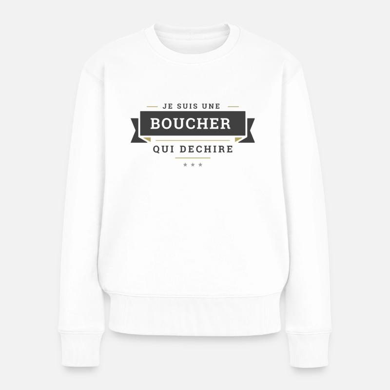 Metzger, der reißt - Frauen Premium Bio Pullover - Weiß