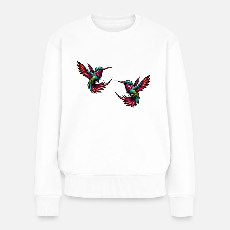 kolibri vogel 2 - Frauen Premium Bio Pullover - Weiß