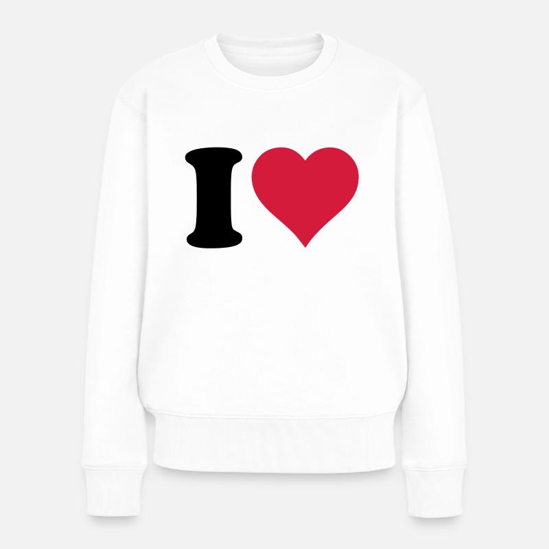 i_love - Frauen Premium Bio Pullover - Weiß