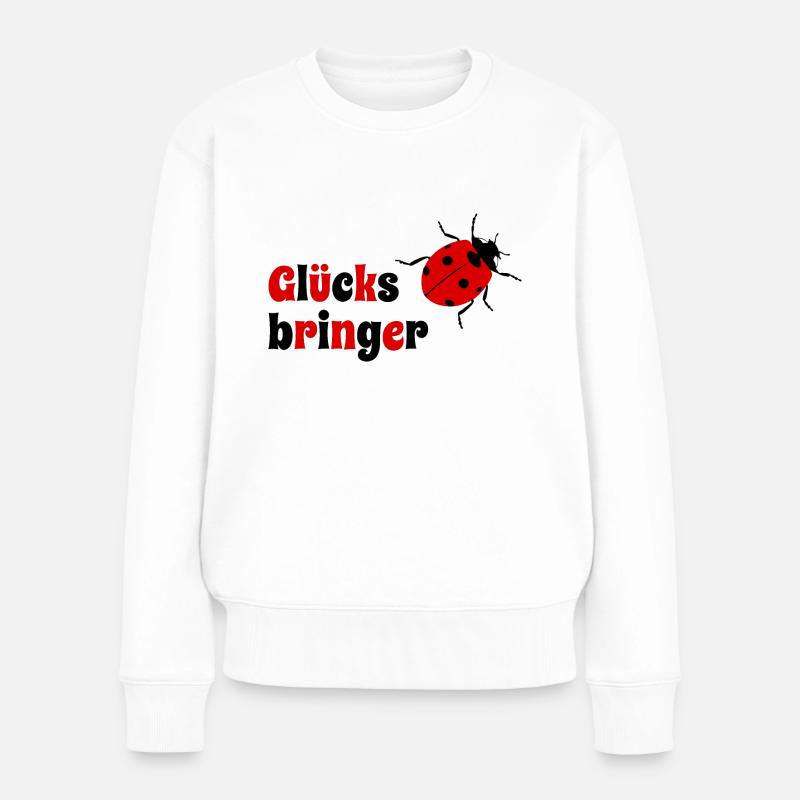 Marienkäfer Glücksbringer - Frauen Premium Bio Pullover - Weiß