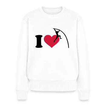 Stabhochsprung - Frauen Premium Bio Pullover - Weiß - Vorne - Julia (174cm)