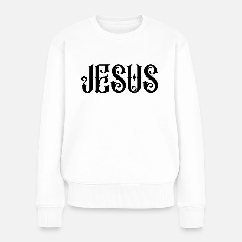 Jesus - Frauen Premium Bio Pullover - Weiß