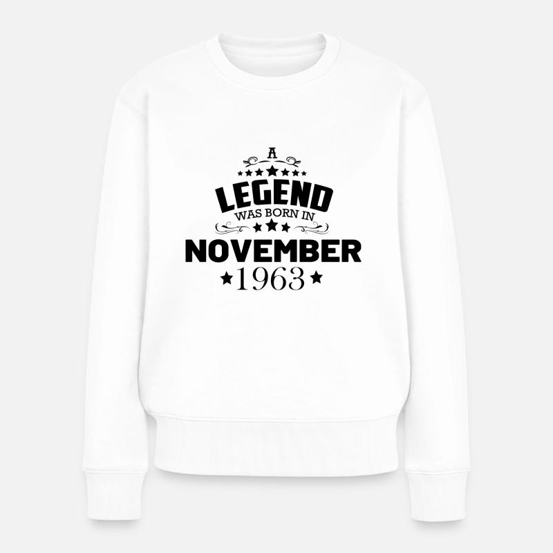 Geburtstag Legend November 1963 Unvergesslich - Frauen Premium Bio Pullover - Weiß