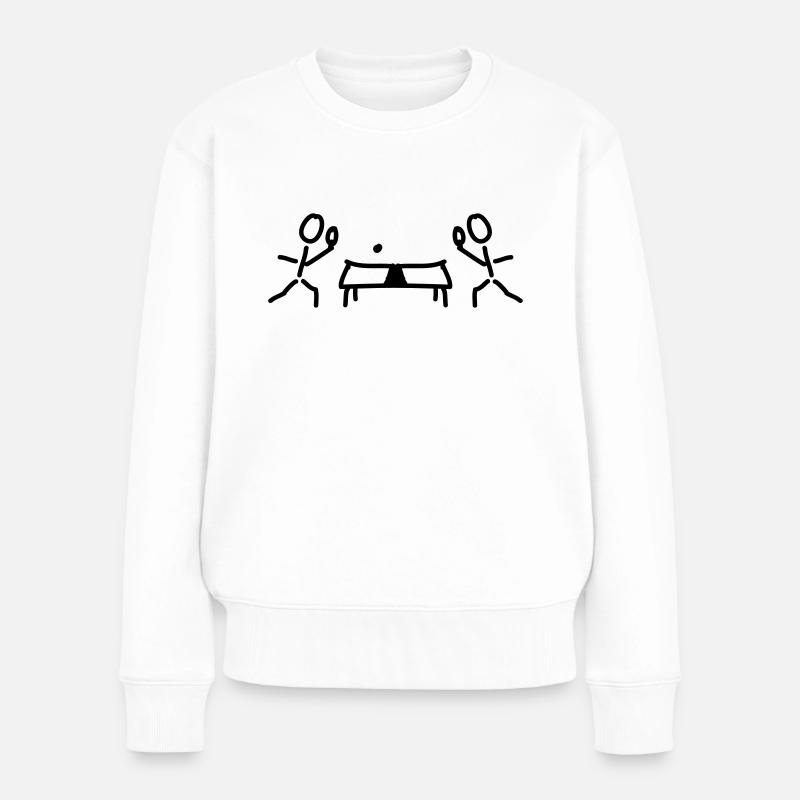Tischtennis Platte und Schläger - Frauen Premium Bio Pullover - Weiß